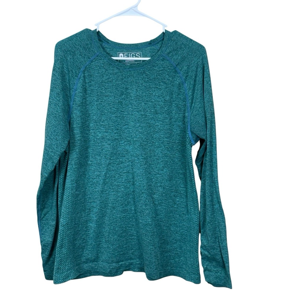 Figs Mens Makato Seamless Underscrub Top Sz L Green Long Sleeve Medical EUC
